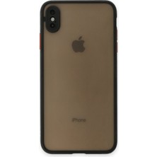 Denza Case Apple iPhone Xs Kılıf Kenarları Renkli Mat Kapak - Siyah