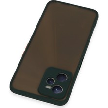 Denza Case Realme C35 Kılıf Kenarları Renkli Mat Kapak - Yeşil