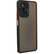 Denza Case Xiaomi Mi 11T Pro Kılıf Kenarları Renkli Mat Kapak - Siyah