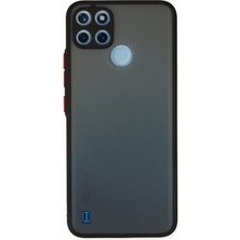 Denza Case Realme C21Y Kılıf Kenarları Renkli Mat Kapak - Siyah