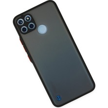 Denza Case Realme C21Y Kılıf Kenarları Renkli Mat Kapak - Siyah