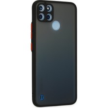 Denza Case Realme C21Y Kılıf Kenarları Renkli Mat Kapak - Siyah