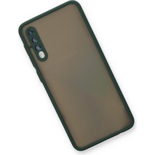 Denza Case Samsung Galaxy A50 Kılıf Kenarları Renkli Mat Kapak - Yeşil