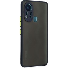 Denza Case Infinix Hot 11S Kılıf Kenarları Renkli Mat Kapak - Lacivert