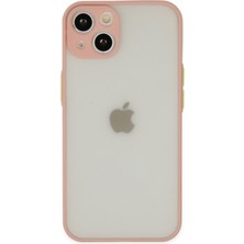 Denza Case Apple iPhone 13 Mini Kılıf Kenarları Renkli Mat Kapak - Pembe