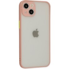 Denza Case Apple iPhone 13 Mini Kılıf Kenarları Renkli Mat Kapak - Pembe