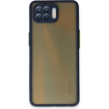 Denza Case Oppo Reno 4 Lite Kılıf Kenarları Renkli Mat Kapak - Lacivert