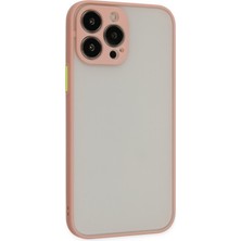 Denza Case Apple iPhone 14 Pro Kılıf Kenarları Renkli Mat Kapak - Pembe