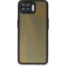 Denza Case Oppo Reno 4 Lite Kılıf Kenarları Renkli Mat Kapak - Siyah