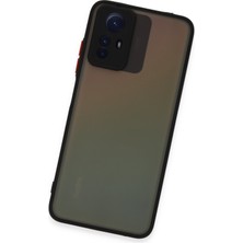 Denza Case Xiaomi Redmi Note 12S Kılıf Kenarları Renkli Mat Kapak - Siyah