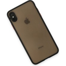 Denza Case Apple iPhone Xs Kılıf Kenarları Renkli Mat Kapak - Siyah