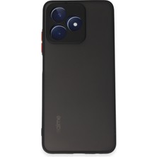 Denza Case Realme C53 Kılıf Kenarları Renkli Mat Kapak - Siyah