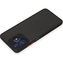 Denza Case Realme C53 Kılıf Kenarları Renkli Mat Kapak - Siyah