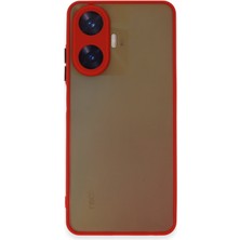 Denza Case Realme C55 Kılıf Kenarları Renkli Mat Kapak - Kırmızı