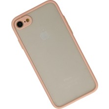 Denza Case Apple iPhone 8 Kılıf Kenarları Renkli Mat Kapak - Pembe