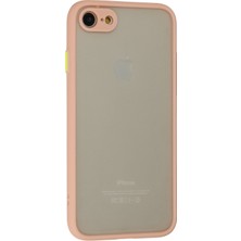 Denza Case Apple iPhone 8 Kılıf Kenarları Renkli Mat Kapak - Pembe