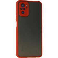 Denza Case Xiaomi Redmi Note 10S Kılıf Kenarları Renkli Mat Kapak - Kırmızı