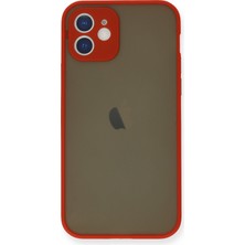 Denza Case Apple iPhone 12 Mini Kılıf Kenarları Renkli Mat Kapak - Kırmızı