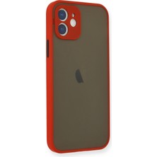 Denza Case Apple iPhone 12 Mini Kılıf Kenarları Renkli Mat Kapak - Kırmızı