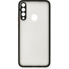 Denza Case Huawei Y6P Kılıf Kenarları Renkli Mat Kapak - Siyah