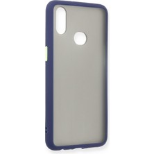 Denza Case Samsung Galaxy A10S Kılıf Kenarları Renkli Mat Kapak - Lacivert