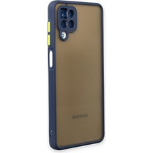 Denza Case Samsung Galaxy A12 Kılıf Kenarları Renkli Mat Kapak - Lacivert