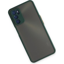 Denza Case Oppo A16 Kılıf Kenarları Renkli Mat Kapak - Yeşil