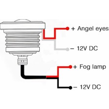 Astra Mercekli Angel Yuvarlak LED Beyaz Sis Farı 7.6 cm 76 mm Metal Gövde