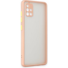 Denza Case Samsung Galaxy A51 Kılıf Kenarları Renkli Mat Kapak - Pembe