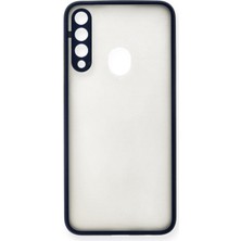 Denza Case Huawei Y6P Kılıf Kenarları Renkli Mat Kapak - Lacivert