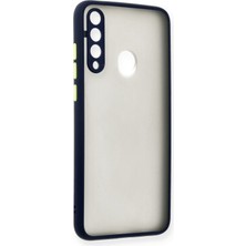 Denza Case Huawei Y6P Kılıf Kenarları Renkli Mat Kapak - Lacivert