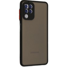 Denza Case Samsung Galaxy M22 Kılıf Kenarları Renkli Mat Kapak - Siyah