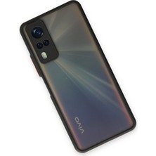 Denza Case Vivo Y51 Kılıf Kenarları Renkli Mat Kapak - Siyah