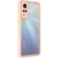 Denza Case Vivo Y51 Kılıf Kenarları Renkli Mat Kapak - Pembe