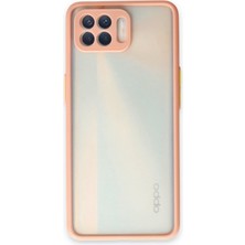 Denza Case Oppo Reno 4 Lite Kılıf Kenarları Renkli Mat Kapak - Pembe