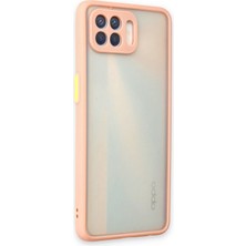 Denza Case Oppo Reno 4 Lite Kılıf Kenarları Renkli Mat Kapak - Pembe