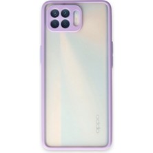 Denza Case Oppo Reno 4 Lite Kılıf Kenarları Renkli Mat Kapak - Mor