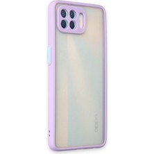 Denza Case Oppo Reno 4 Lite Kılıf Kenarları Renkli Mat Kapak - Mor