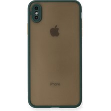 Denza Case Apple iPhone Xs Max Kılıf Kenarları Renkli Mat Kapak - Yeşil