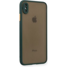 Denza Case Apple iPhone Xs Max Kılıf Kenarları Renkli Mat Kapak - Yeşil