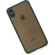 Denza Case Apple iPhone Xs Max Kılıf Kenarları Renkli Mat Kapak - Yeşil