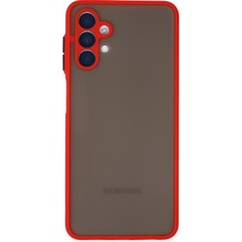 Denza Case Samsung Galaxy A04S Kılıf Kenarları Renkli Mat Kapak - Kırmızı