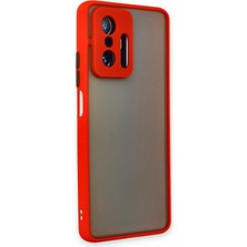 Denza Case Xiaomi Mi 11T Pro Kılıf Kenarları Renkli Mat Kapak - Kırmızı