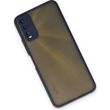 Denza Case Vivo Y20 Kılıf Kenarları Renkli Mat Kapak - Lacivert