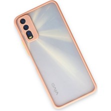 Denza Case Vivo Y20 Kılıf Kenarları Renkli Mat Kapak - Pembe