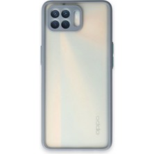 Denza Case Oppo Reno 4 Lite Kılıf Kenarları Renkli Mat Kapak - Gri