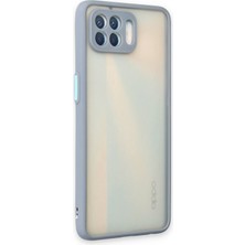 Denza Case Oppo Reno 4 Lite Kılıf Kenarları Renkli Mat Kapak - Gri