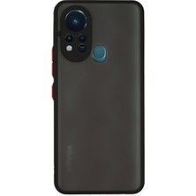 Denza Case Infinix Hot 11S Kılıf Kenarları Renkli Mat Kapak - Siyah