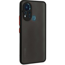 Denza Case Infinix Hot 11S Kılıf Kenarları Renkli Mat Kapak - Siyah