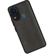 Denza Case Infinix Hot 11S Kılıf Kenarları Renkli Mat Kapak - Siyah